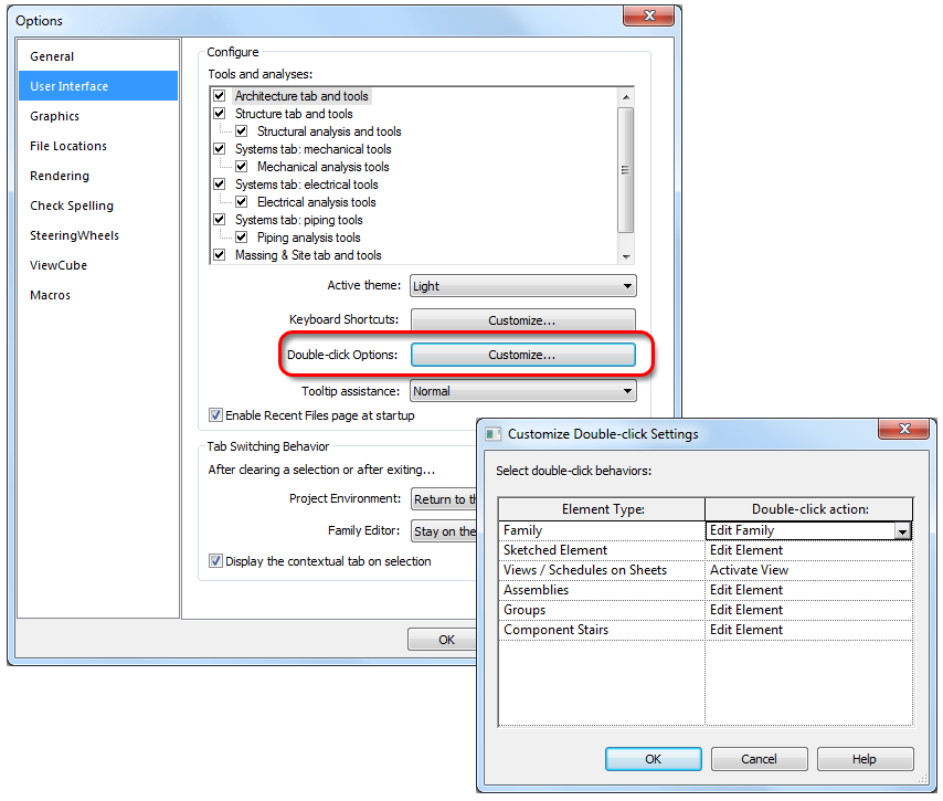 revit 2014 double-click to edit